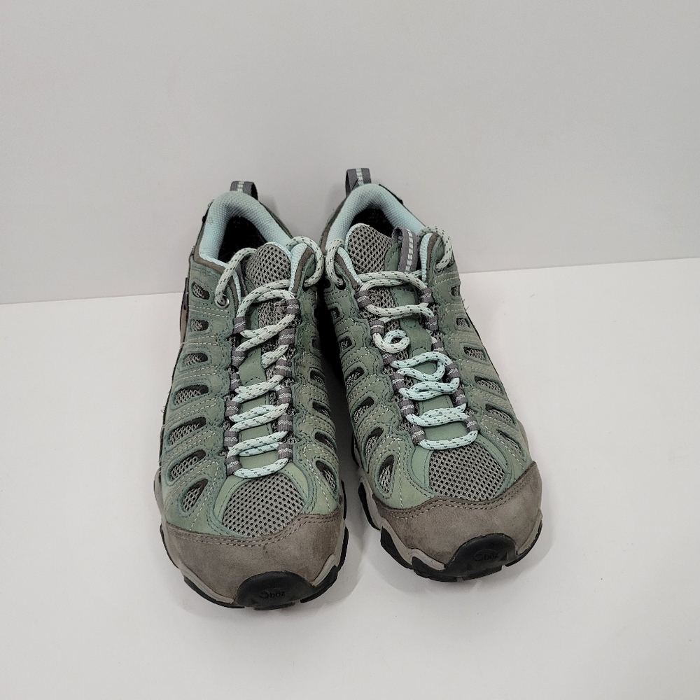 Oboz Sawtooth Low Teal Blue Gray Mesh Leather Waterproof Hiking Boot Shoe Sz 7.5 - Picture 2 of 6